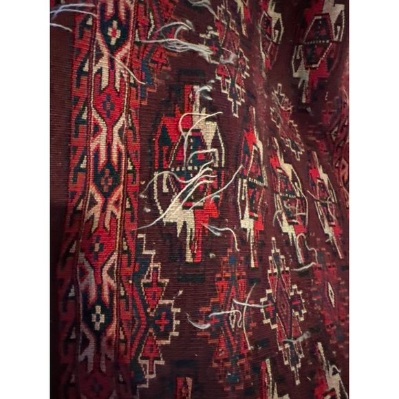Antique Persian Hand Knotted Red Tribal Wool Rug Or Turkomen Tribal Chuval (Bag - Picture 4 of 16